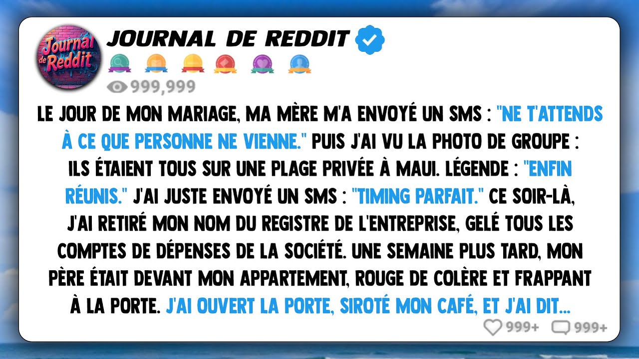 Le jour de mon mariage, ma mère m'a envoyé un texto : 