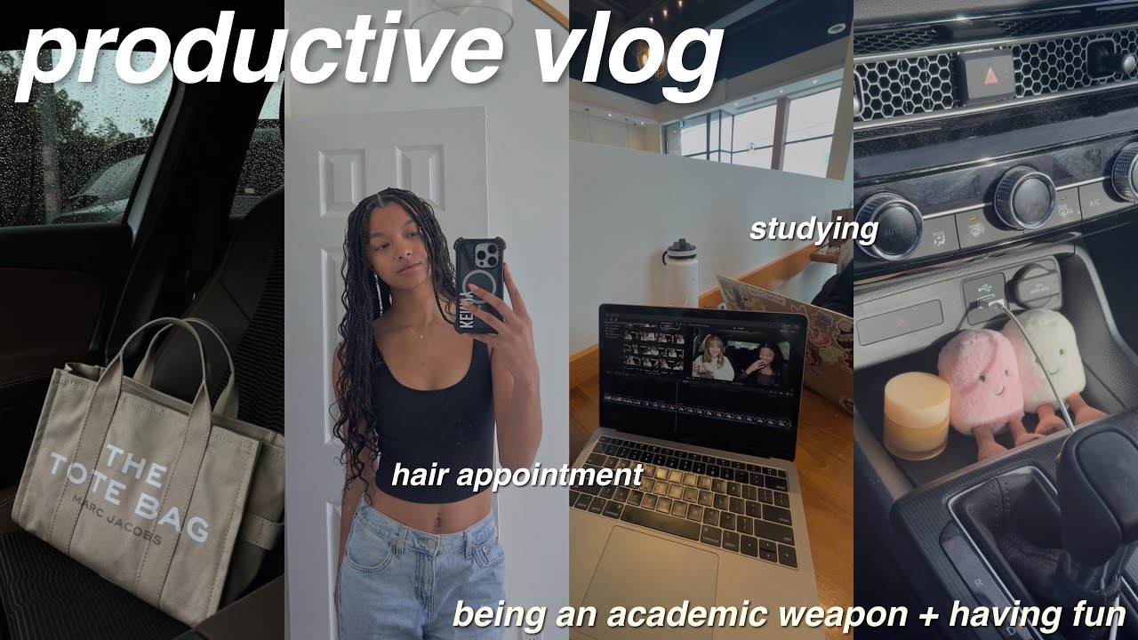 productive days in my life👩🏽‍💻 crumbl cookies, getting boho knotless braids, studying, etc