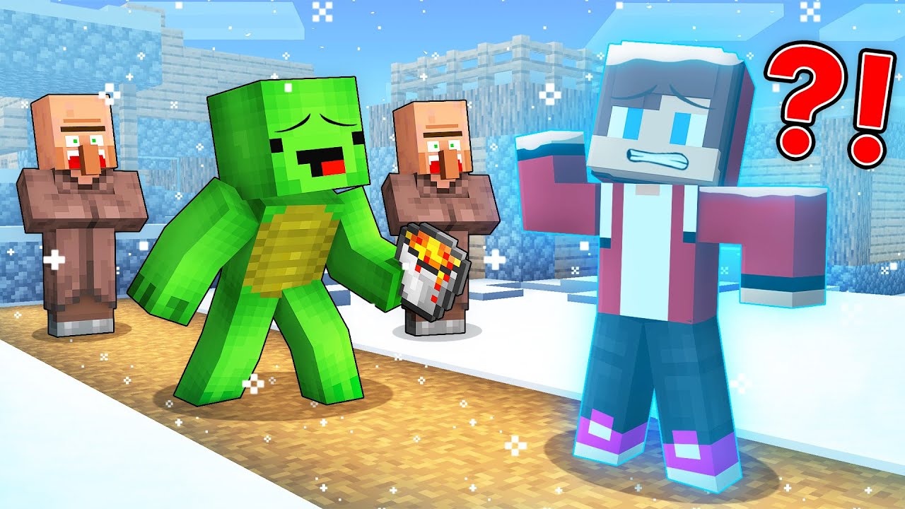 JJ is Frozen in Ice and Mikey Helps Him - Maizen Minecraft Animation
