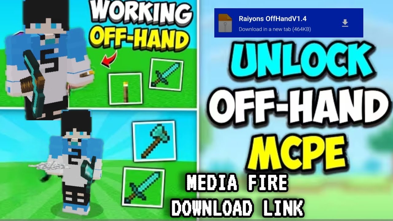 Off hand mod for minecraft PE [1.21 +] 100% working🎮🥶🔥 mediafire 🔥download link