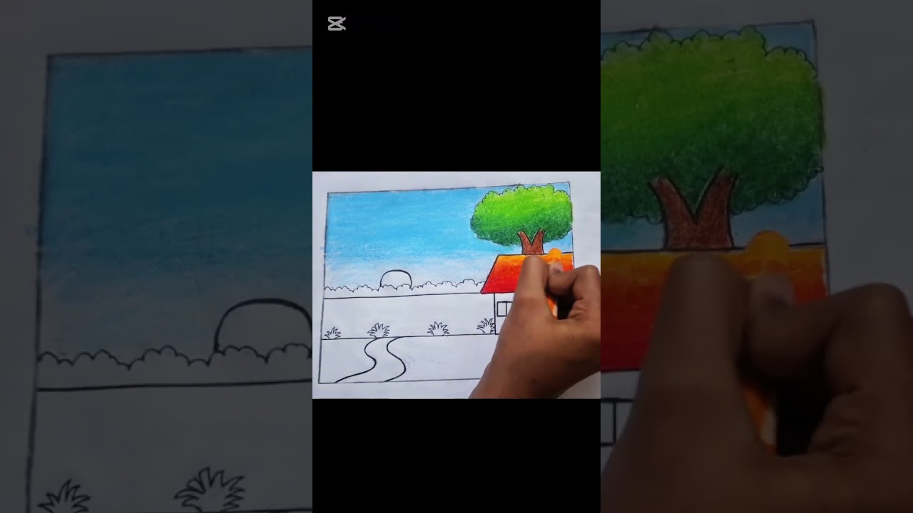 গ্রামের দৃশ্য আঁকা🙀😻#foryou#drawing#art#viralvideo 