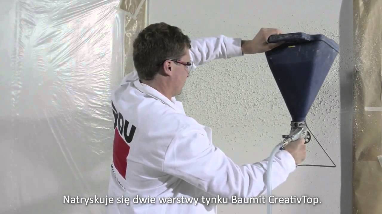Film instruktażowy jak nałożyć tynk technika natryskiwania  Baumit CreativTop