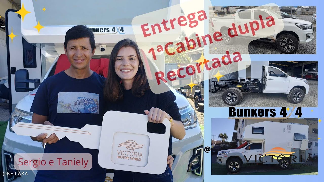 Motorhome Toyota  Hilux 4x4 automático 1ª montada na cabine dupla recortada na Victória Motor Homes