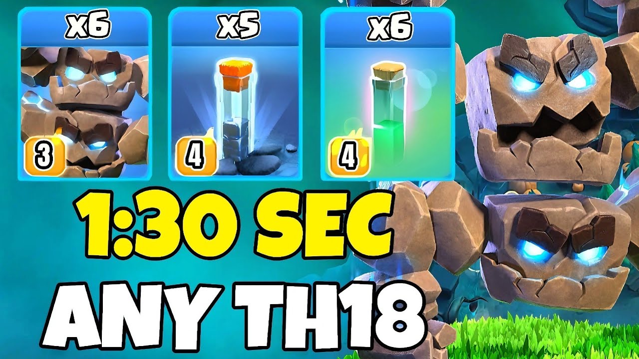 Th18 Meteor Golem + Totem Spell + RC Charge Attack Strategy | Th18 Attack Strategies(Clash of Clans)