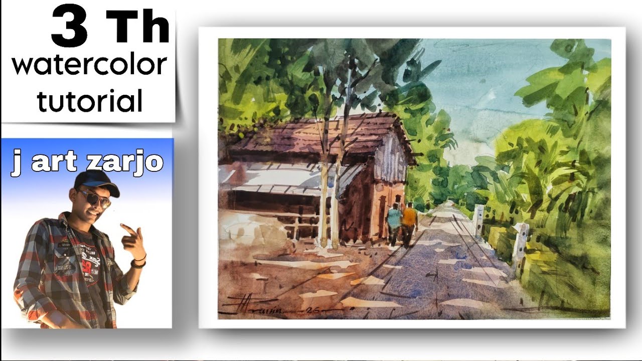 Depth of Light and Shadow in Watercolor Landscape Painting: Watercolor for Everyone! @jartzarjo224 