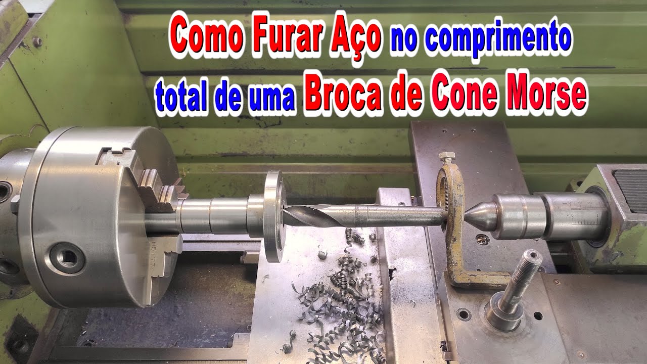 COMO FURAR A&Ccedil;O no COMPRIMENTO TOTAL de uma BROCA de CONE * How to Drill Steel * Working with a lathe