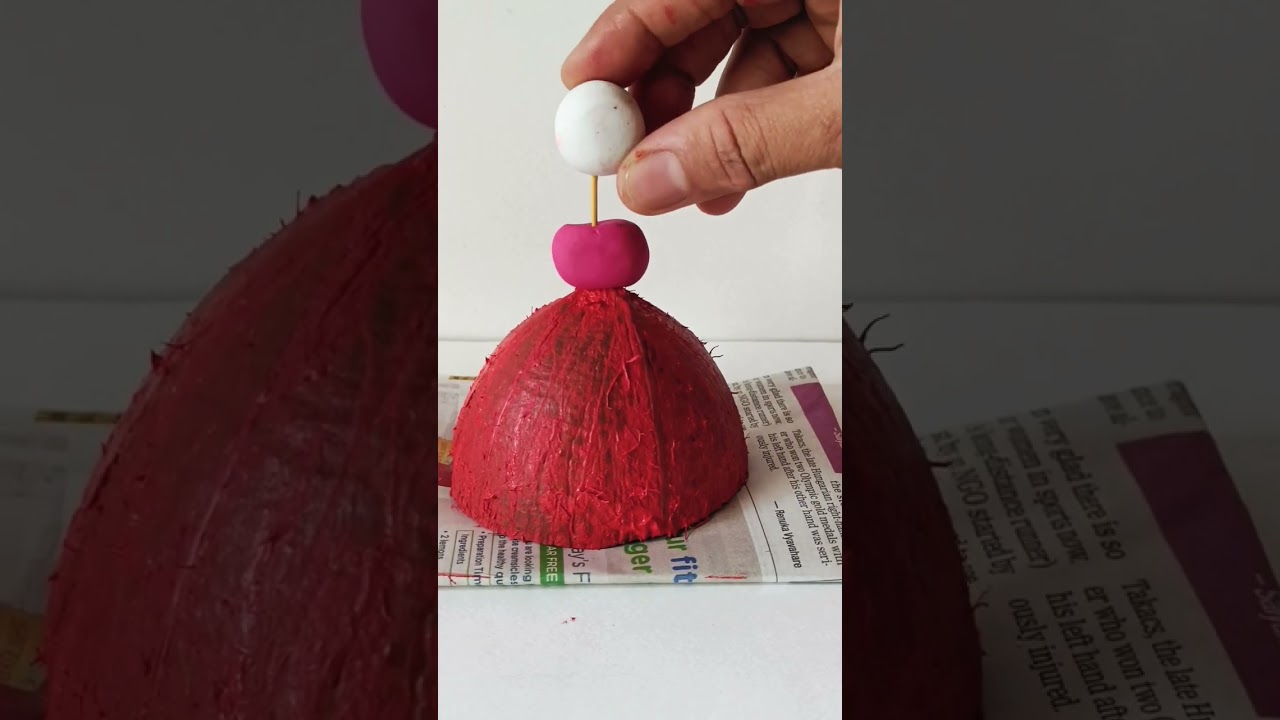 Coconut shell craft Doll #shorts #coconut #coconutshellideas #doll