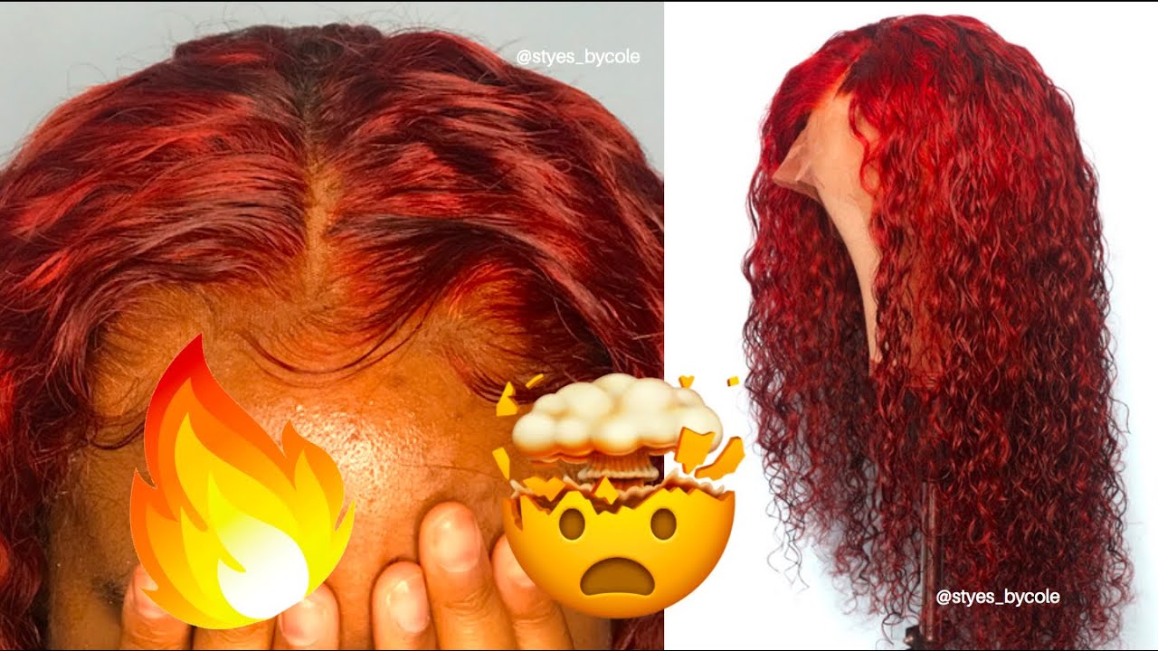 Bleach and Dye Curly Frontal Red | ft. Eva Hair & Clairol Jazzing Ruby Red