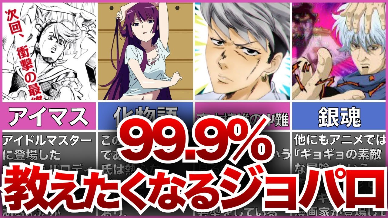 ジョジョ人気の証！他のアニメのパロディ解説！【ゆっくり解説】