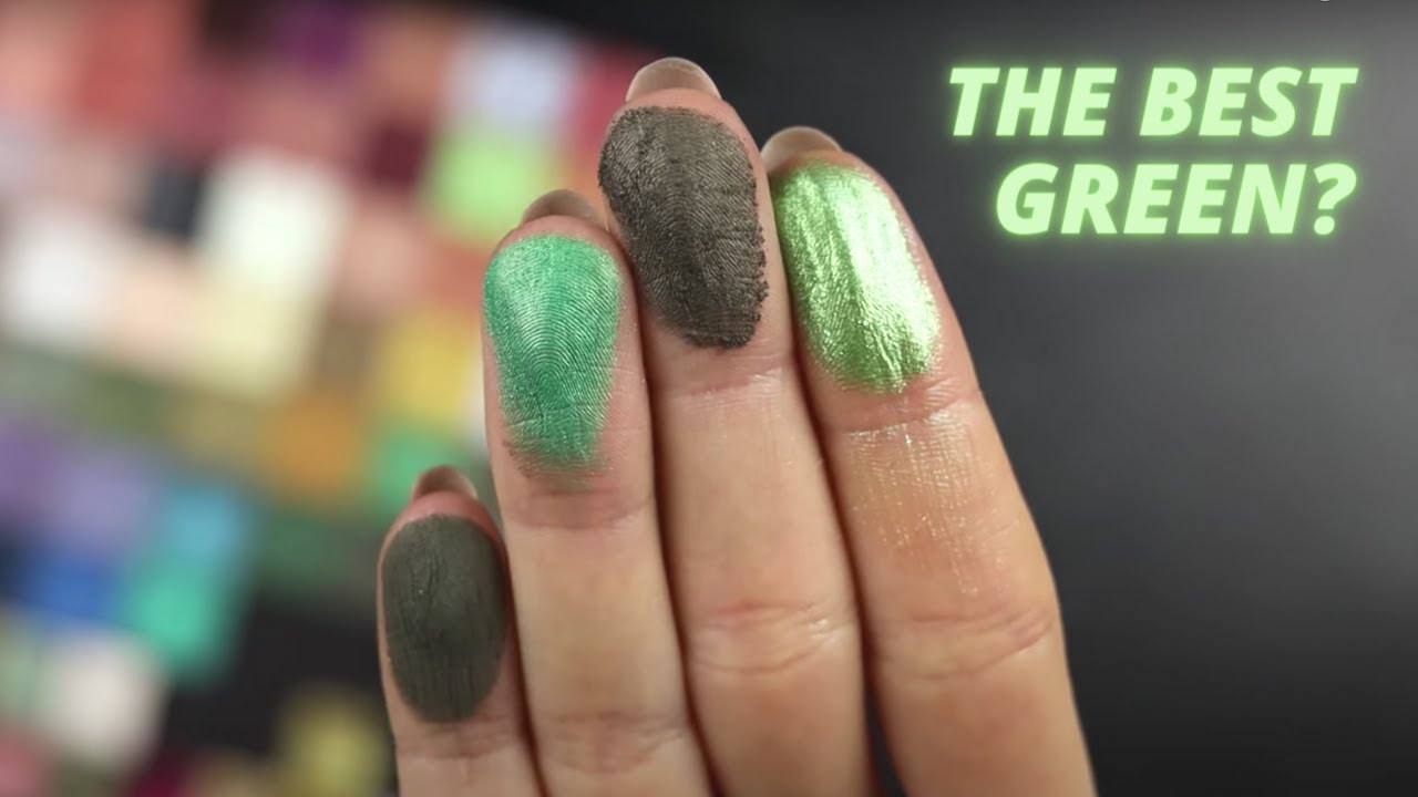 SWATCHING ALL OF MY GREEN EYESHADOWS!!! AND WHAT EVEN IS GREEN? AND WHAT EVEN IS EYESHADOW