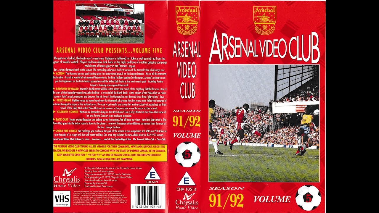 Arsenal Video Club.... 1991/92 Season Vol. 5