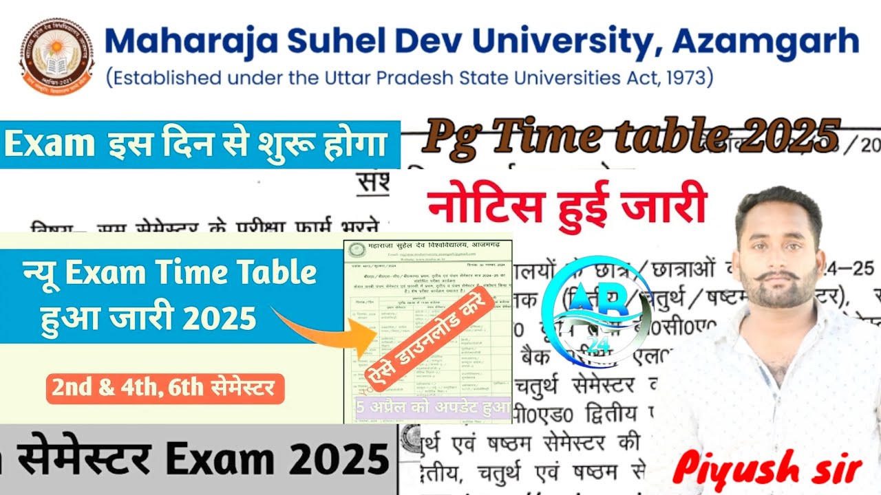 maharaja suheldev university azamgarh time table 2025 /msdsu azamgarh time table /Pg msdu time table
