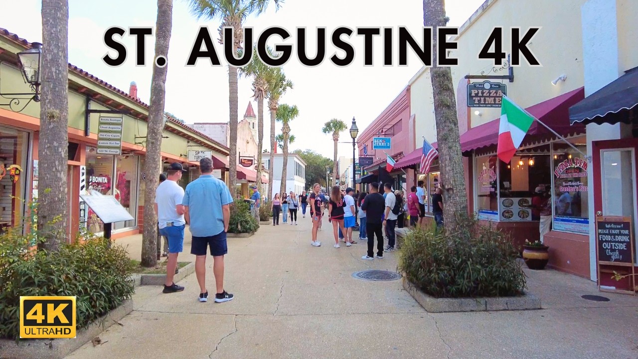Historic Downtown St  Augustine Florida 4k Walking Tour
