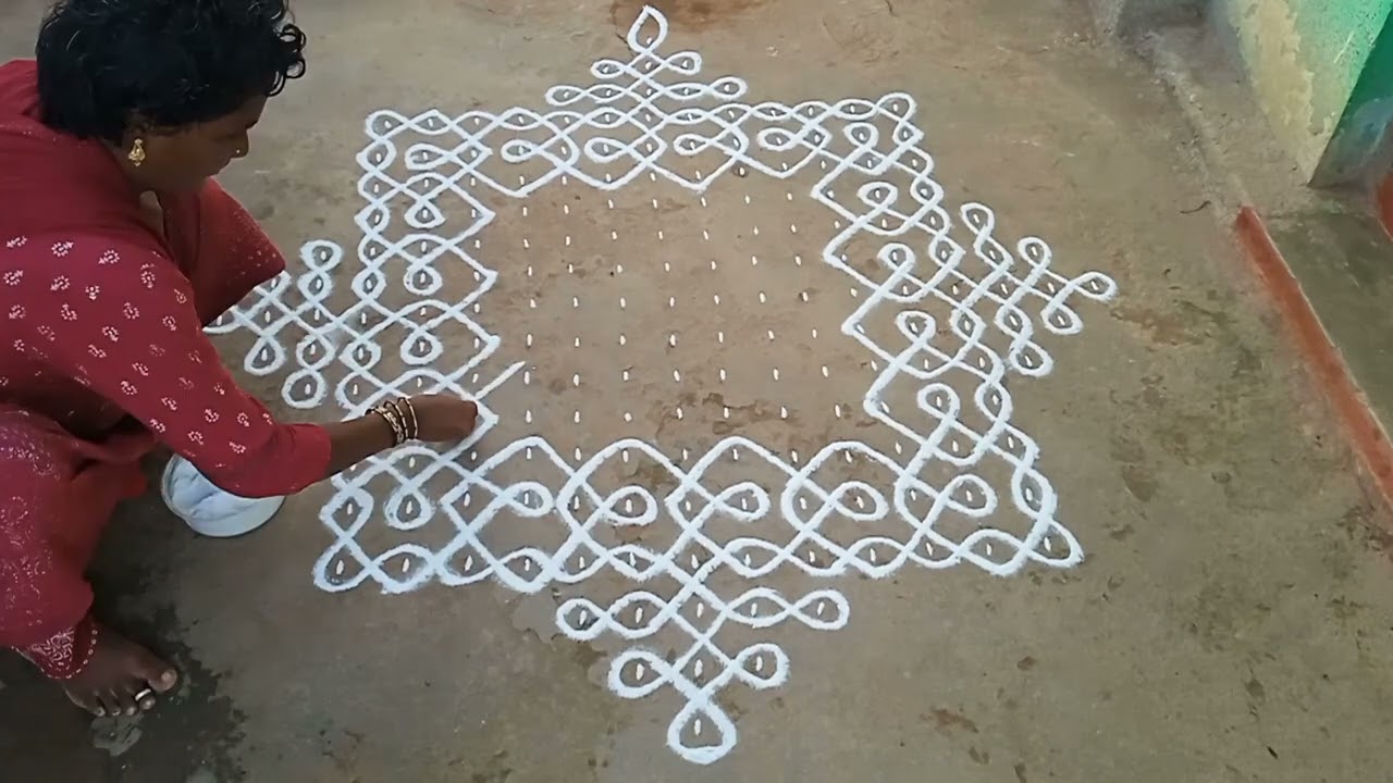 13*13 புள்ளி கோலம் |Traditional Rangoli design #kolam #muggulu 💥💥👍