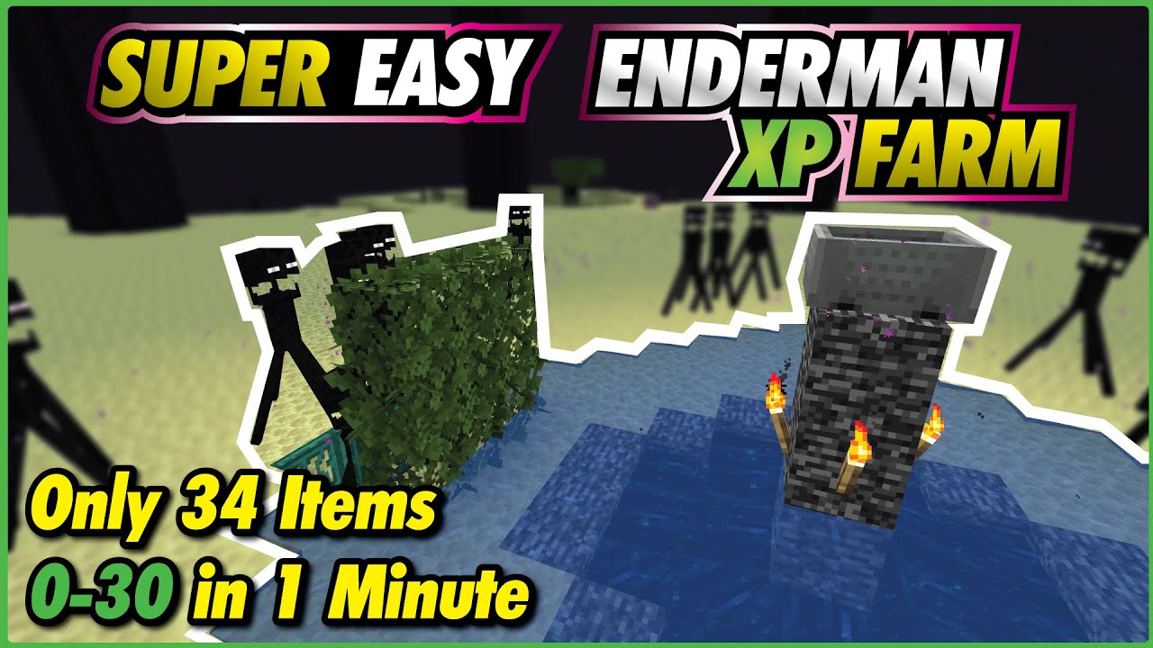 Minecraft Enderman Farm - Easy, Fast XP, 1 Hit (1.21+)