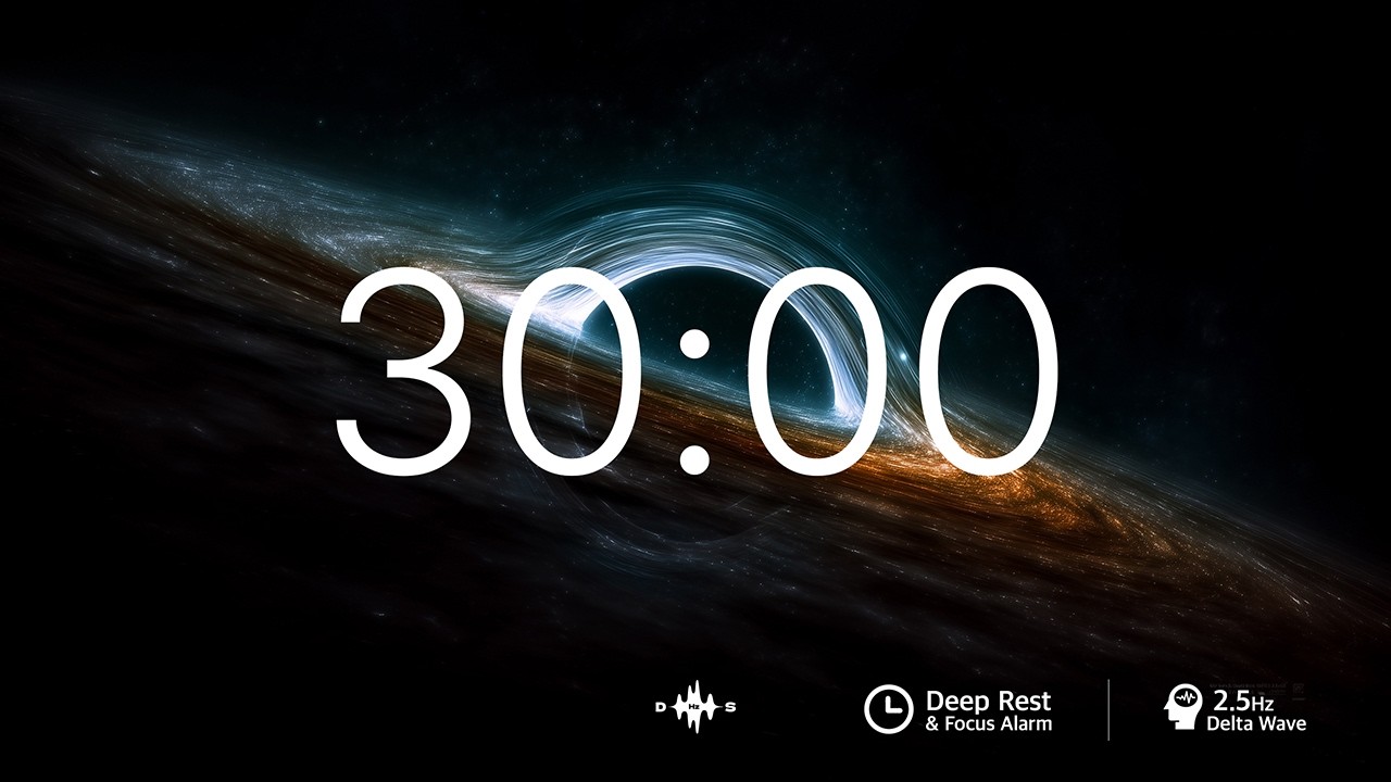 [30분 알람⏱️] 뇌를 비우는 30분 우주유영 🔋 2.5Hz 델타파 수면과 강력한 각성 알람 | Deep Study Hz (Deep Rest & Focus Alarm)