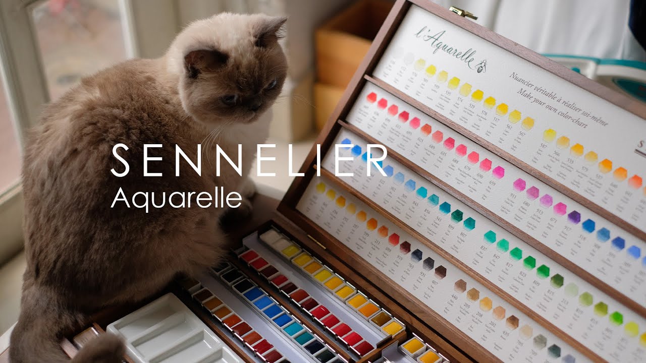 Unbox & swatch  Sennelier Aquarelle water color, peacefully relaxing with music