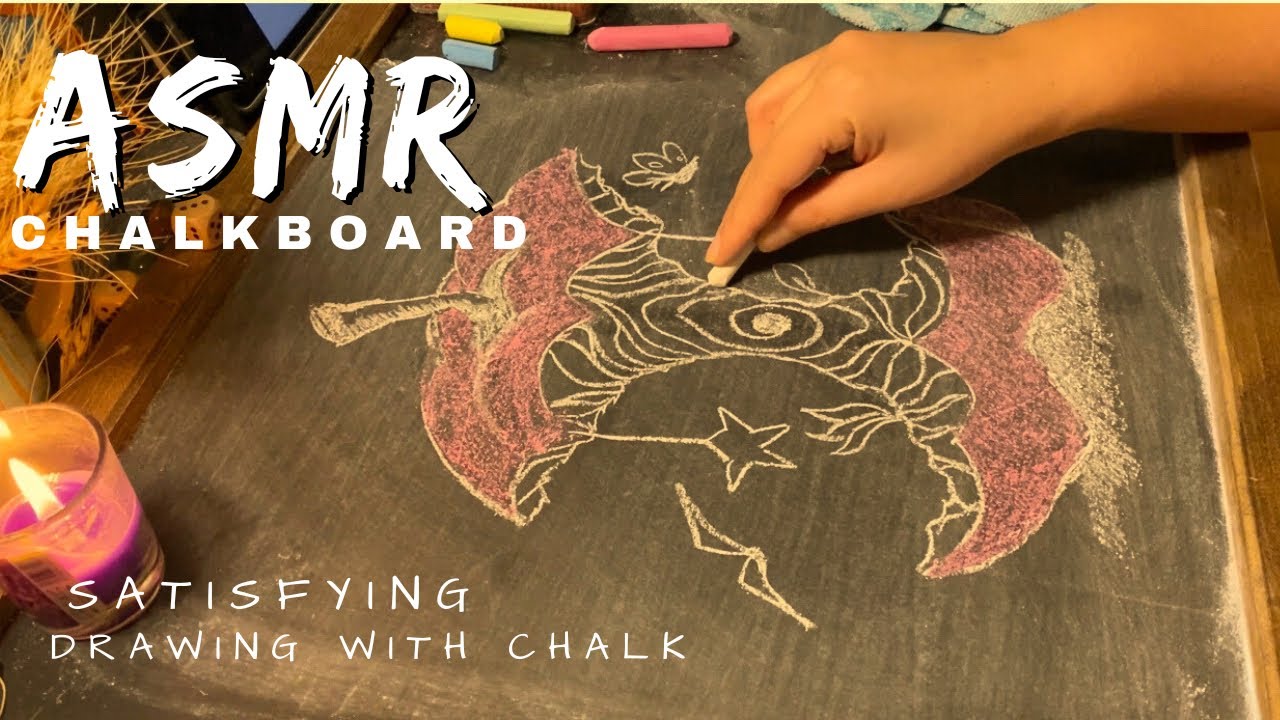 ASMR chalkboard/no talking chalk sound/drawing with chalk