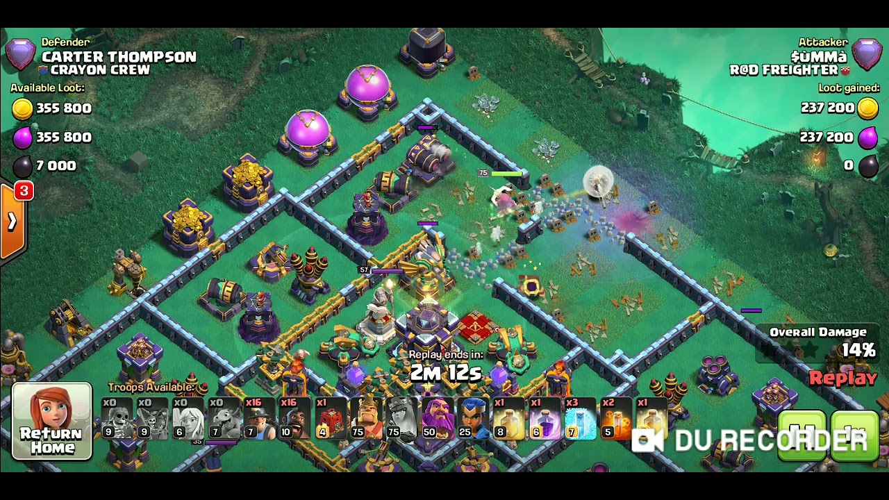 Town Hall 13 army and  Town Hall 15 clan of clans