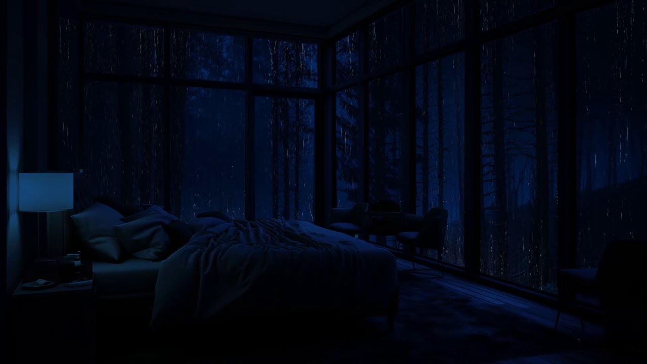 Regen am Fenster – Schlaf gut in einem gemütlichen Zimmer mit friedlichem Nachtblick 😴🌧️