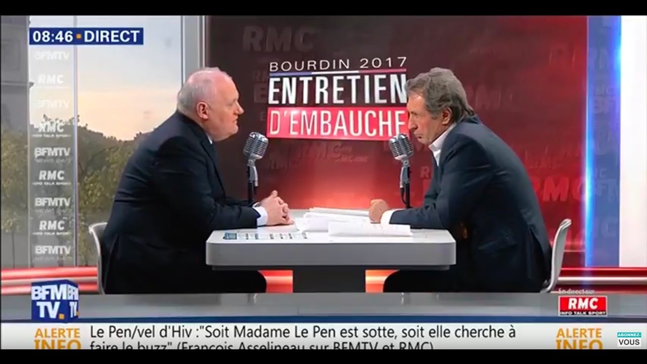 François Asselineau invité de Jean-Jacques Bourdin sur BFMTV et RMC -  11/04/2017