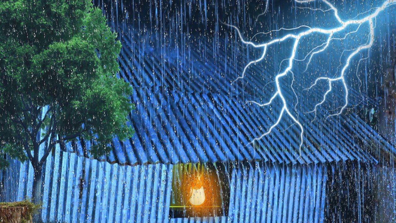 💦  Deep Sleep Rain 3 Hours of Heavy Pouring on a Tin Roof