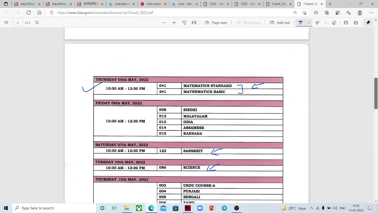 CBSE class 10 and Class 12 Term Date Sheet 2022