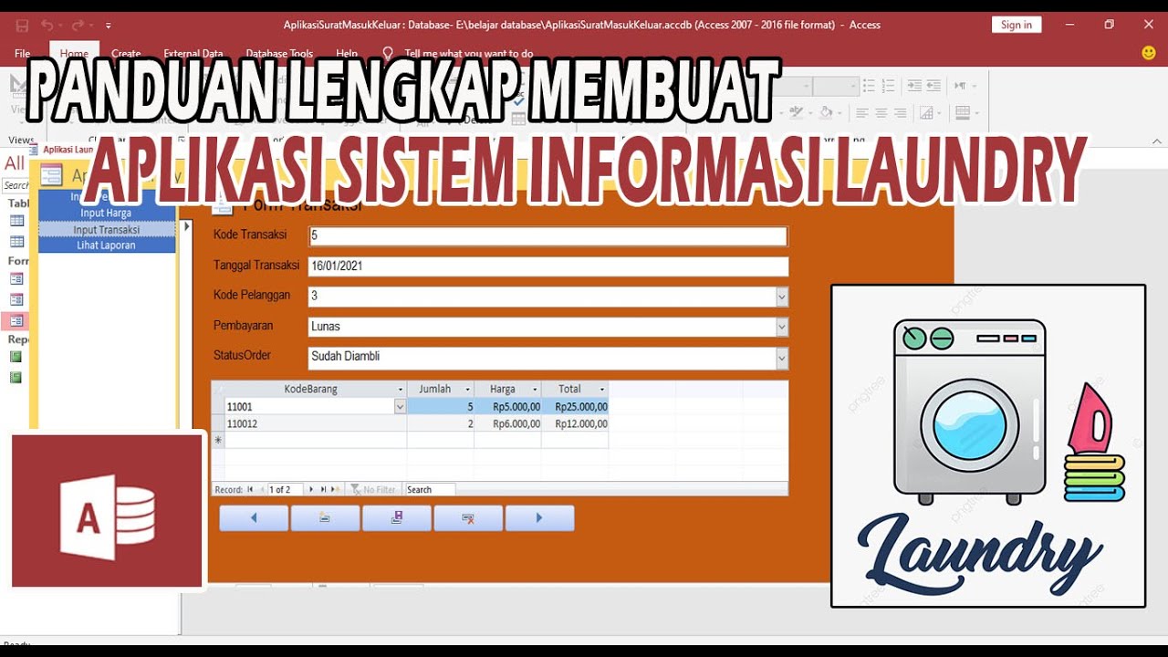 Membuat Aplikasi Laundry  dengan Microsoft Access