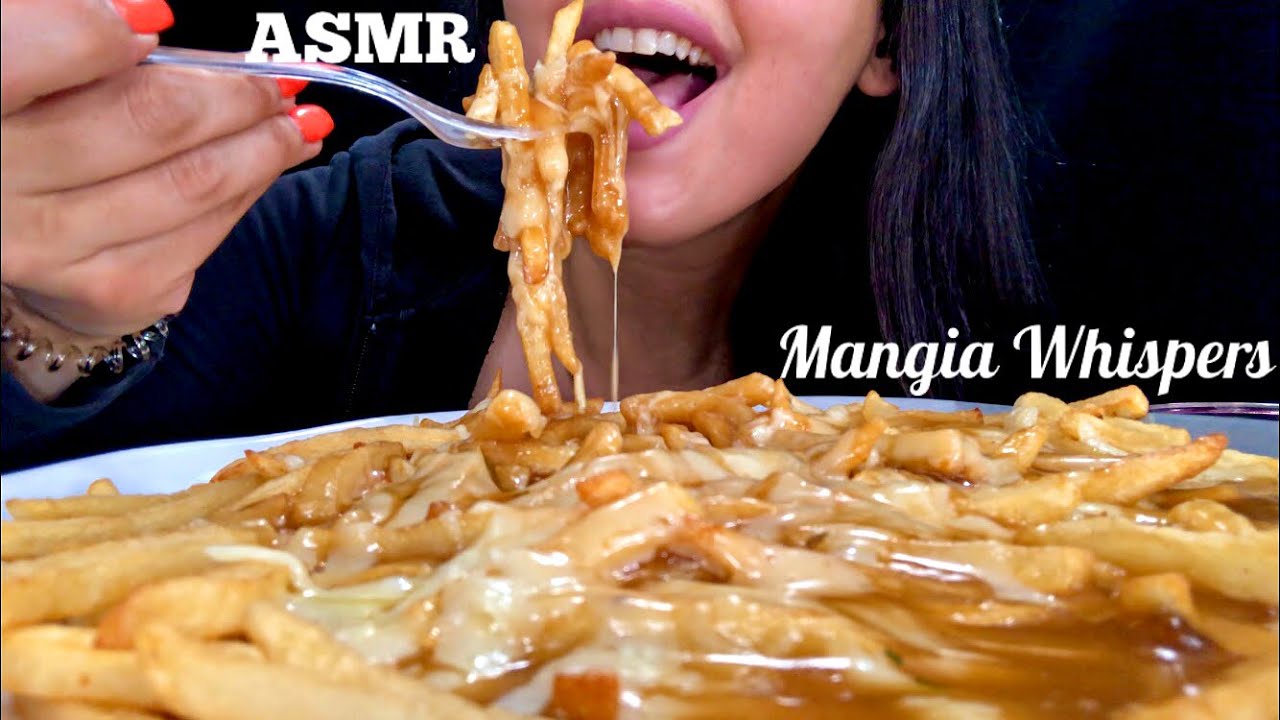 ASMR | EATING CHEESY POUTINE! MUKBANG (WHISPER) | MANGIA WHISPERS 먹방