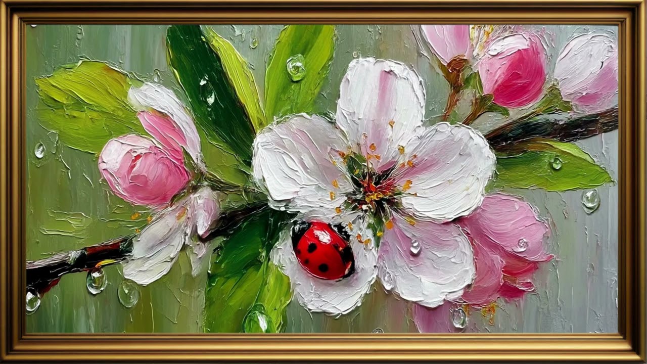 Vintage Floral Painting gold frame tv | screensaver Luxury Home Decor Art 