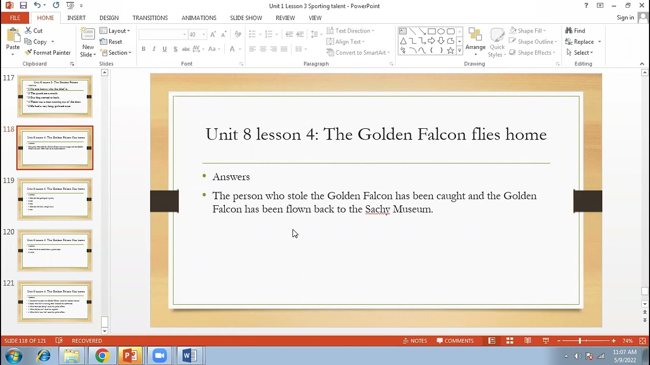 G4 - English - Unit 8 - Lesson 4 - Golden Falcon flies home!