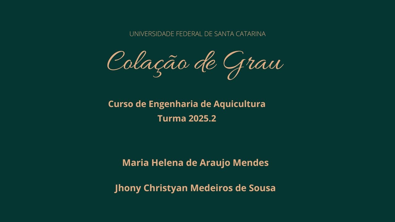 Colação de Grau em Gabinete  Engenharia de Aquicultura