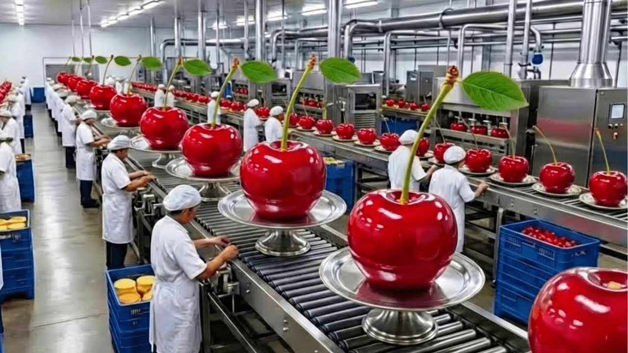 Inside a CHERRY Factory: How to Make Delicious Cheesecake - (Full Process)