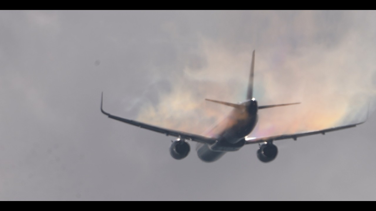 #planespotting#auckland New Zealand wing vapour rainbow#contrails A320-330-350- B777AllBlacks Land