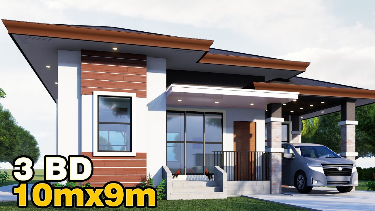Elevated HOUSE DESIGN Bungalow 10x9m (90SQm) FULL PLAN