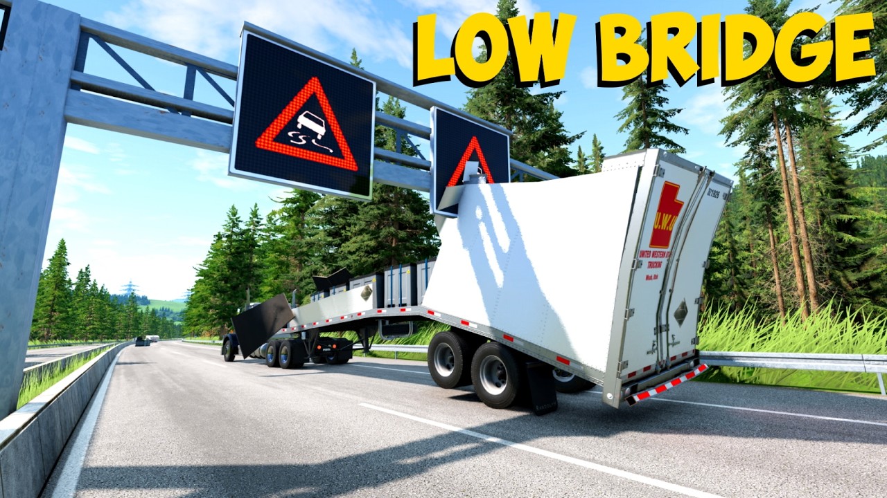 TRUCKS SMASHING INTO BRIDGES CRASH COMPILATION #5 - BEAMNG DRIVE