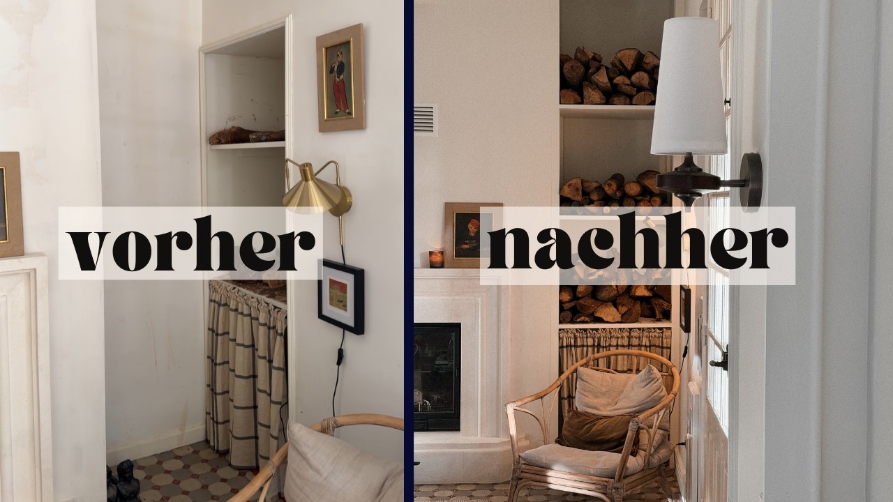 WOHNZIMMER UPGRADE im Französischen Haus | DIY Bücherregal erweitern & Kaminholz-Regal selber bauen