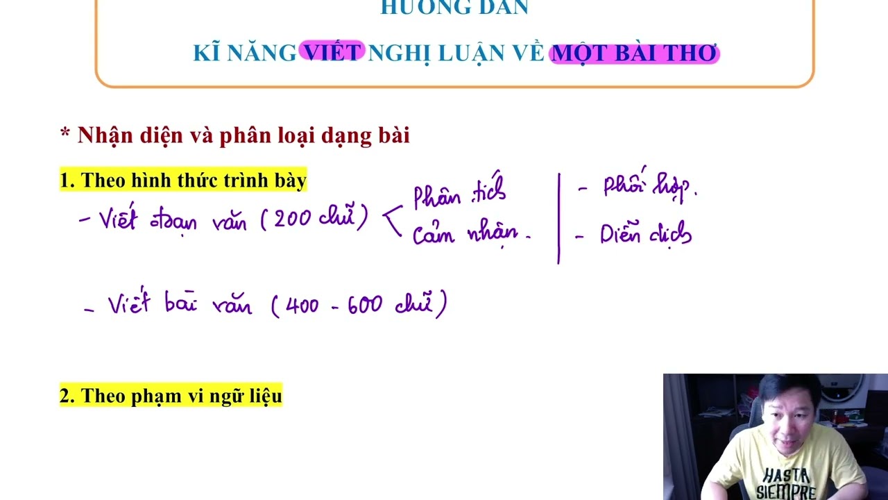 KĨ NĂNG VIẾT BÀI PHÂN TÍCH TÁC PHẨM THƠ - 1. Phân loại và nhận diện các dạng câu hỏi