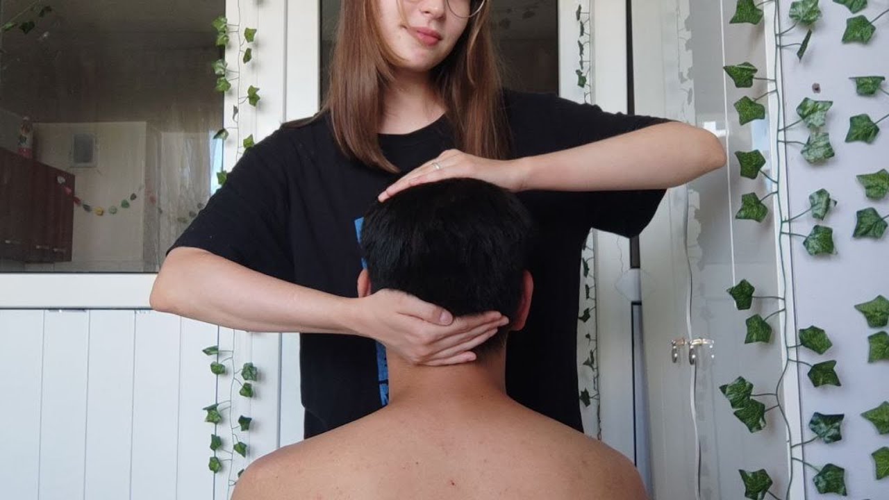 asmr doing head massage on my husband!