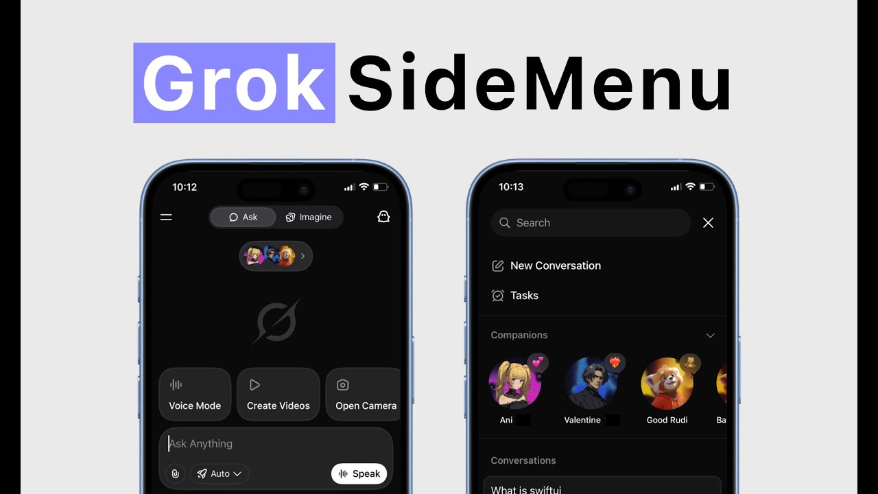 SwiftUI re-create Grok Side Menu Tutorial