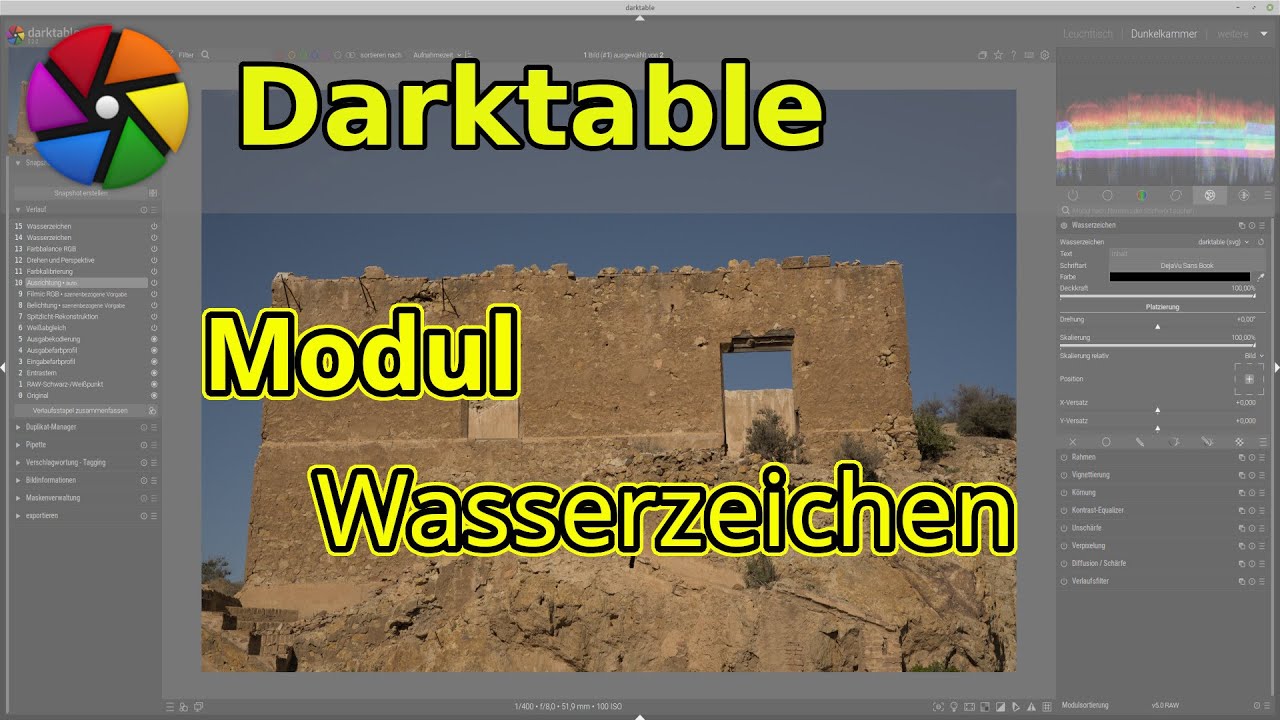 Darktable, das Modul Wasserzeichen