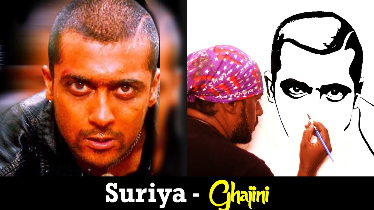 How to Draw Ghajini Suriya | Indian film Actor - Udhaya Speed Painting