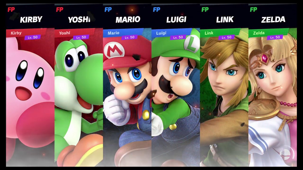 Super Smash Bros Ultimate Amiibo Fights   Request #991 Kirby & Yoshi vs Mario Bros vs Link & Zelda