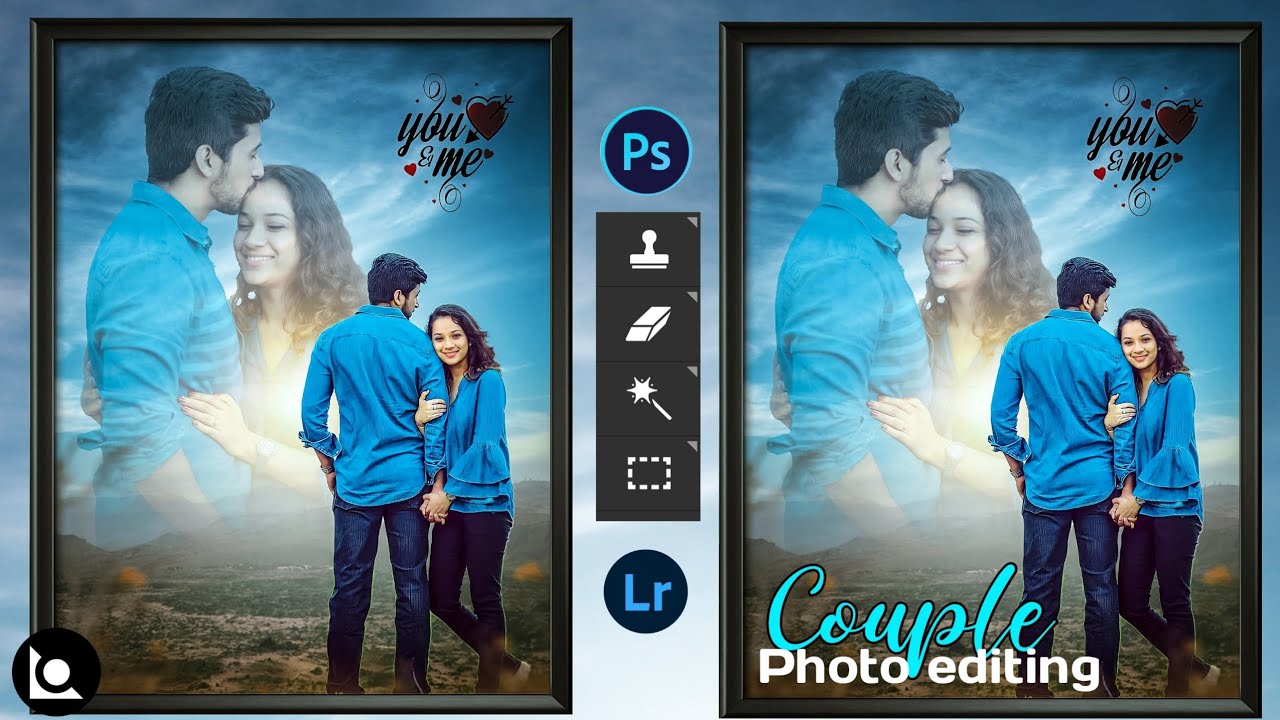 Couple's pre-wedding photo editing in pscc mobile || double exposure ||