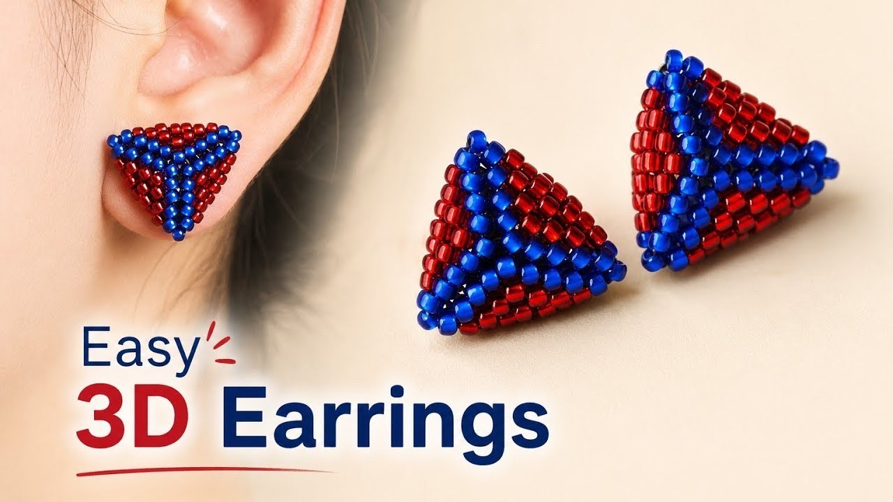 How to Make 3D Beaded Earrings | Step by Step for Beginners🥰