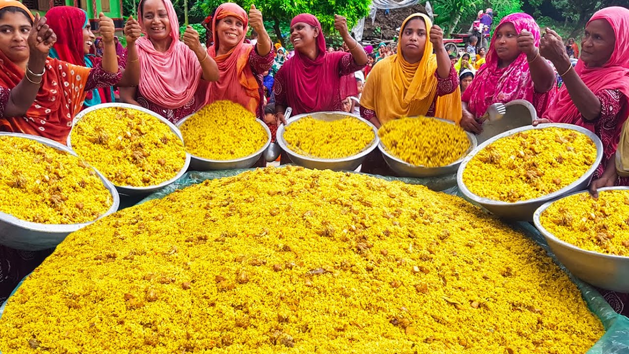 120 KG chicken and 70 KG rice mixed delicious Bengali hodgepodge cooking by 15 ladies in village