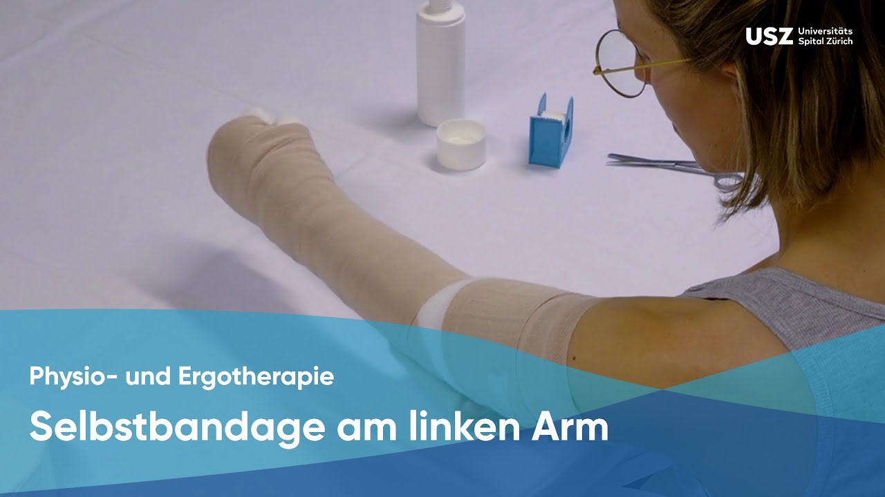 Selbstbandage am linken Arm