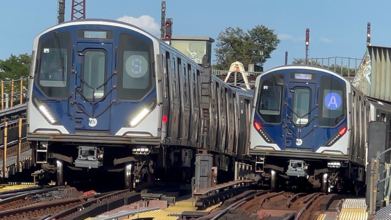 MTA NYCT: A and Rockaway Park Shuttle trains at Rockaway Boulevard