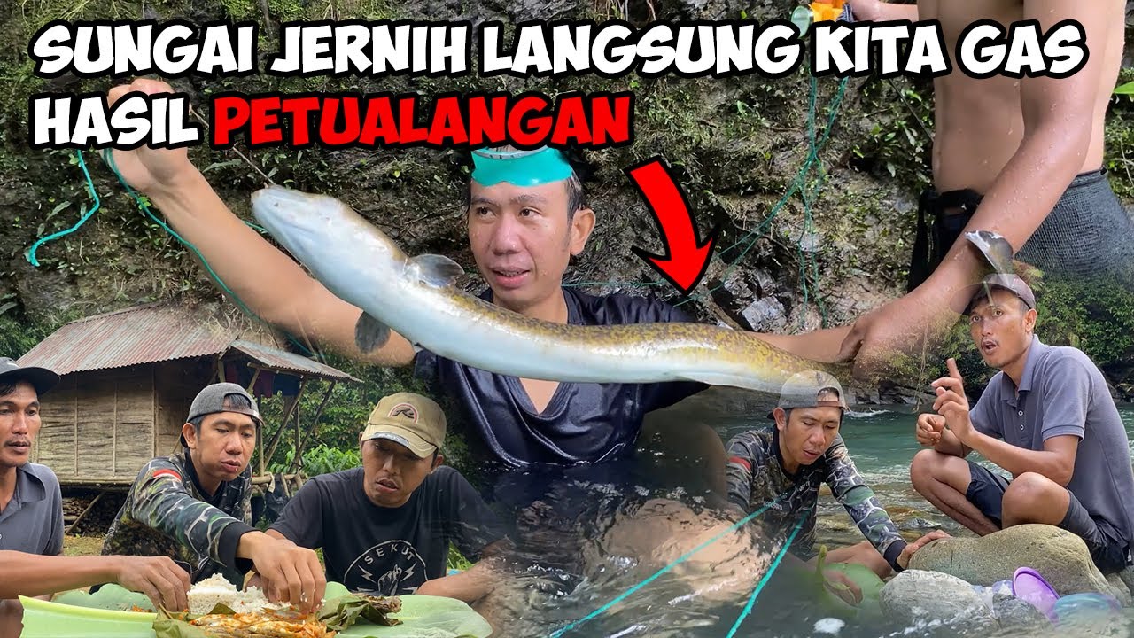 Menembak Ikan Sidat Makan Di Pinggir Sungai Memang Mantap Jang Fishing Catch And Cook