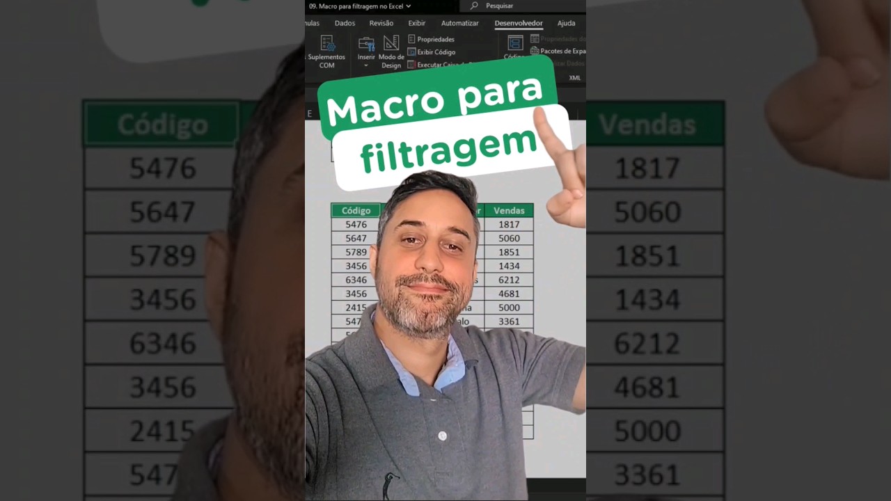 Macro para filtragem em Excel, bem f&aacute;cil aprender. 😉 #planilha #excel #inteligenciaartificial